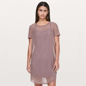 Lululemon Ready To Reach Dress - Antique Bark Mesh Short Sleeve T-Shirt Dress